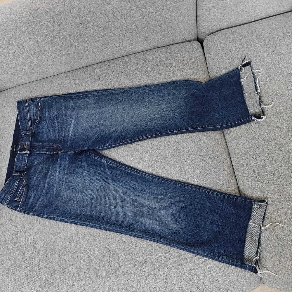 J Brand Dark Blue Frayed Hem Jeans